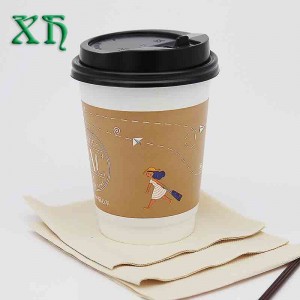 12oz Cốc cà phê giấy dán tường đôi tùy chỉnh cốc giấy để đi