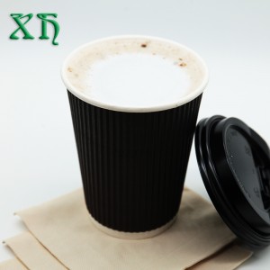Cốc giấy gợn sóng 12 oz có thể phân hủy sinh học cho cốc cà phê nóng bán buôn cà phê